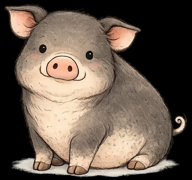 Illustration eines Schweins im Bärdade-Stil.
